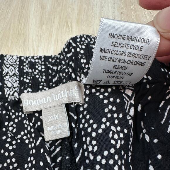 NWT Woman Within Black Batik Stripe Pull On Elastic Waist Wide Leg Pants 22W - Picture 11 of 15